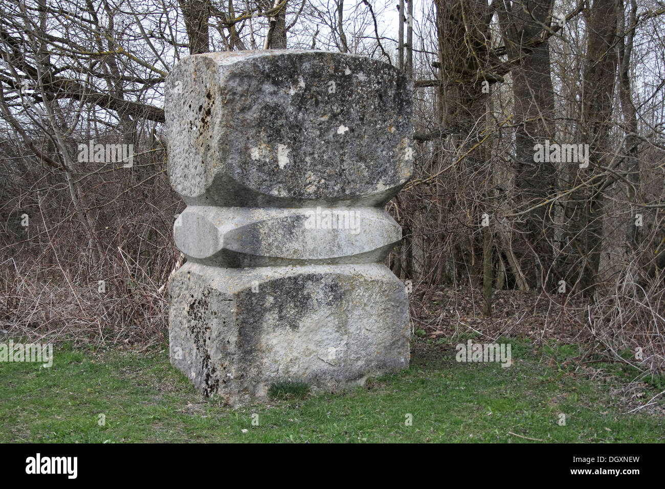 Sculpture by Zdenek Simek, sculpture field near Oggelshausen, Biberach district, Upper Swabia, Baden Wuerttemberg Stock Photo