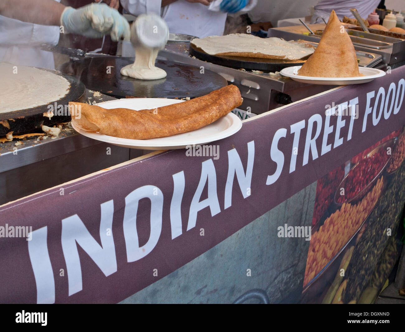 Indian food stalls during Diwali Hindu celebrations in Trafalgar Square