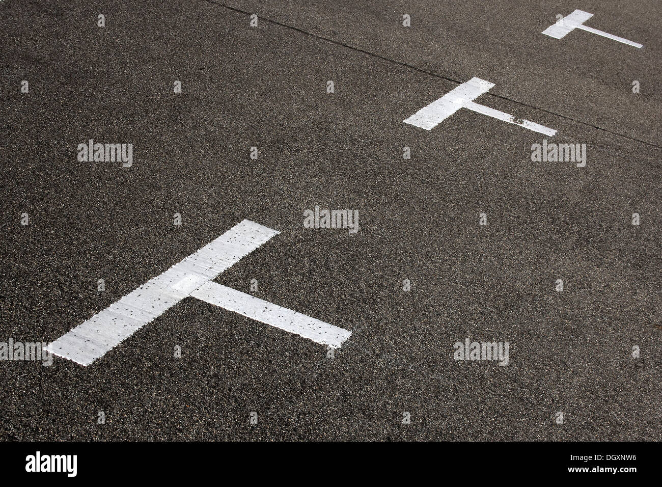 Road markings for parking spaces Stock Photo