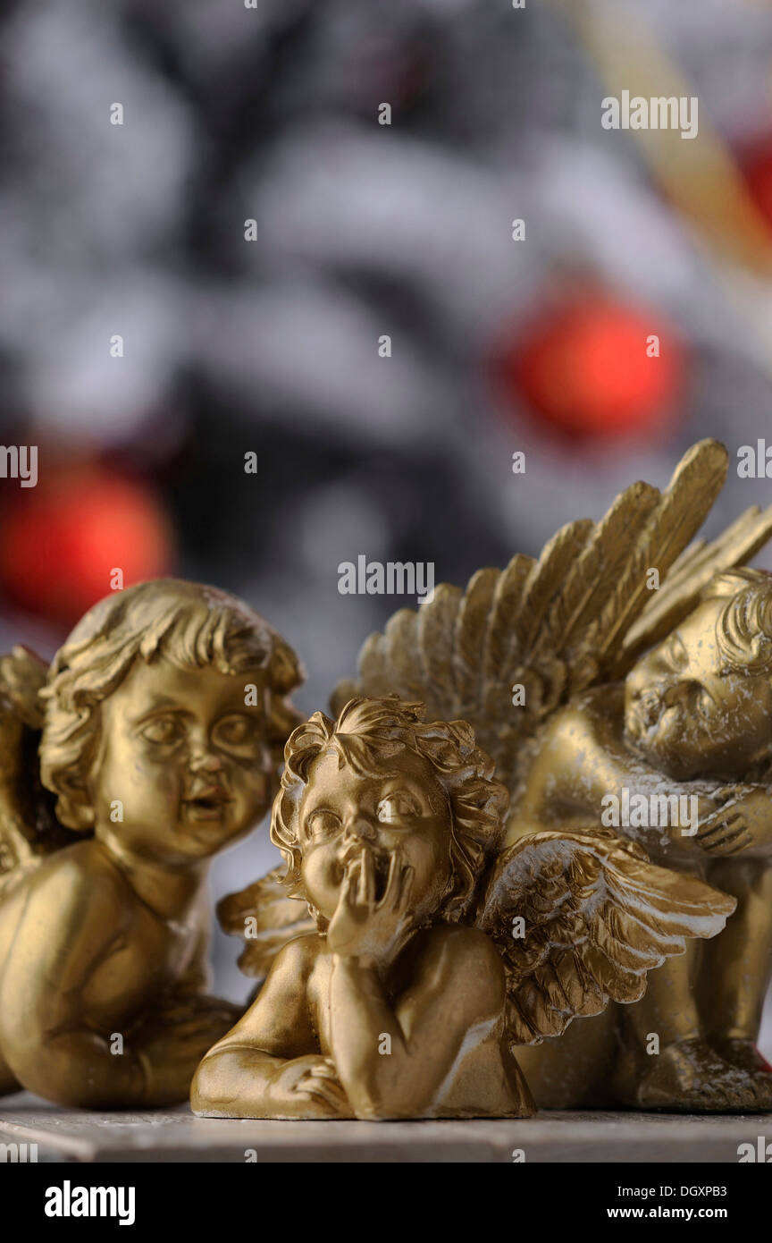 Golden angels in a Christmas ambience Stock Photo