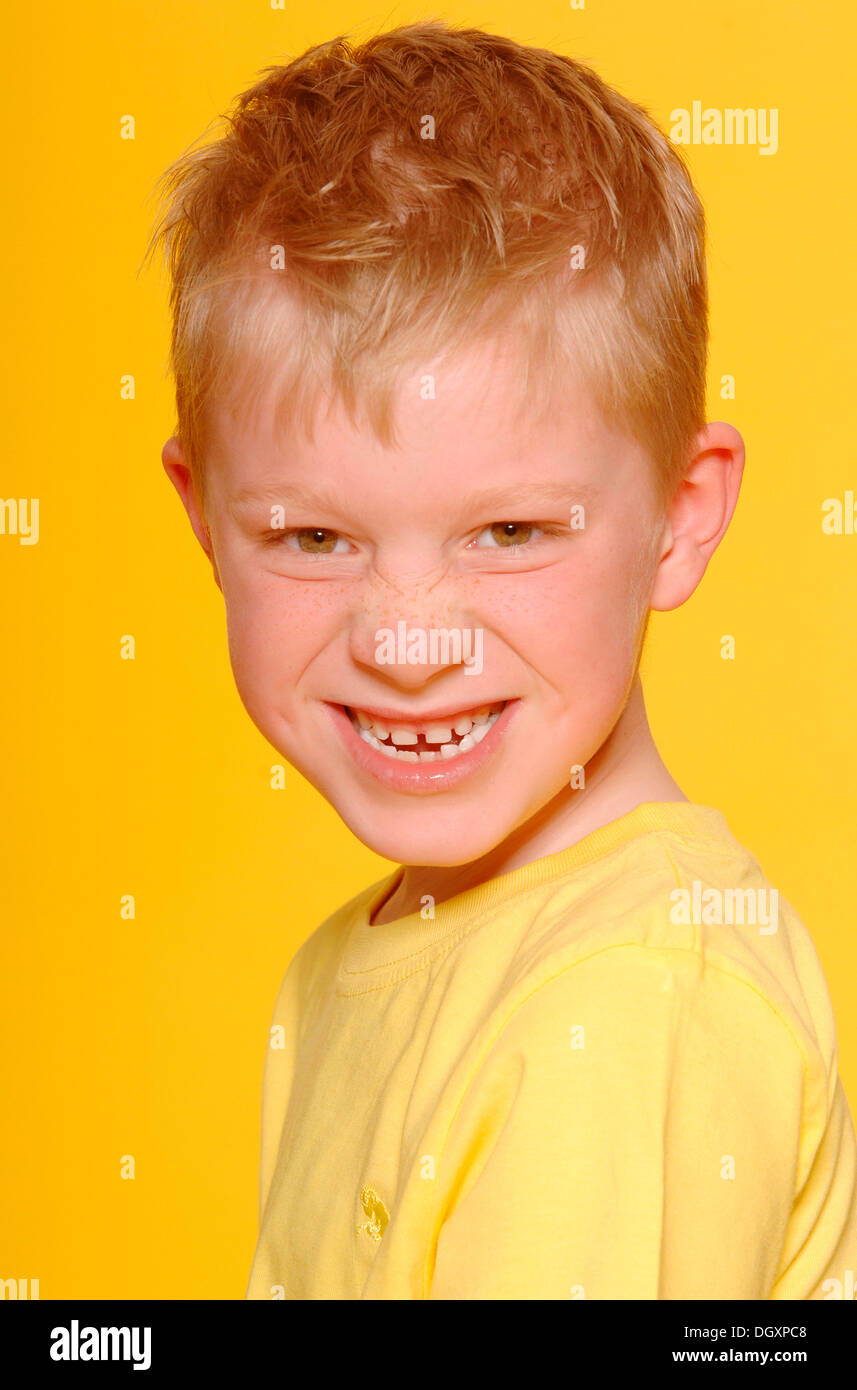 Boy, 6, grinning Stock Photo