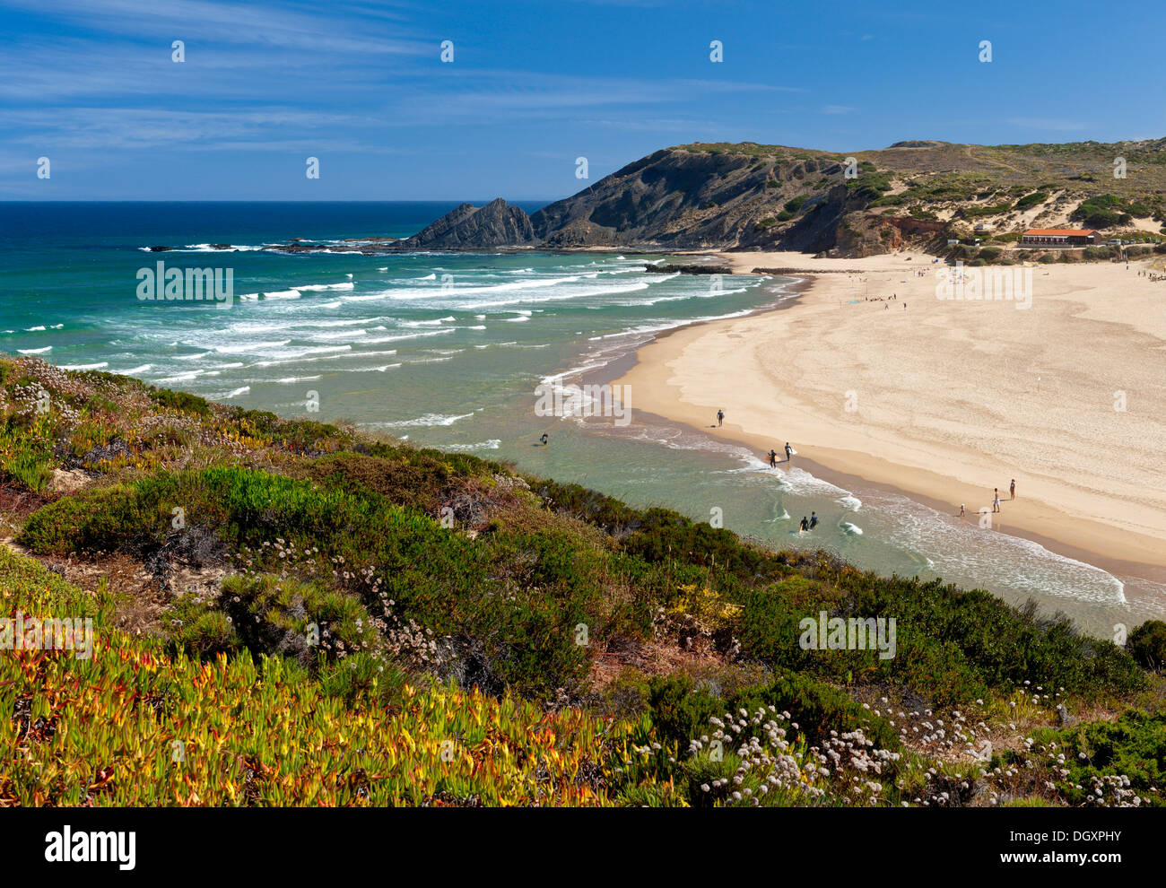 Portugal, the Algarve, the Western Costa Vicentina, Praia da Amoreira ...