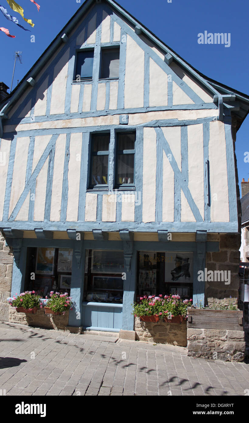 Historical building half-timbered house 'La maison bleue' of Guerande in the north of France Stock Photo
