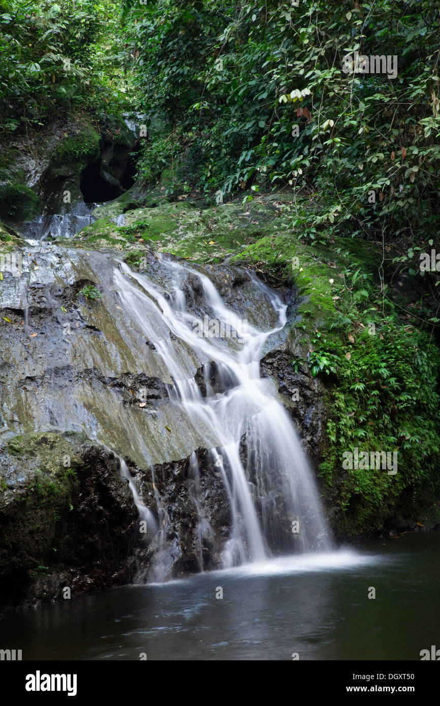 Waterfall in lowland tropical rainforest Stock Photo