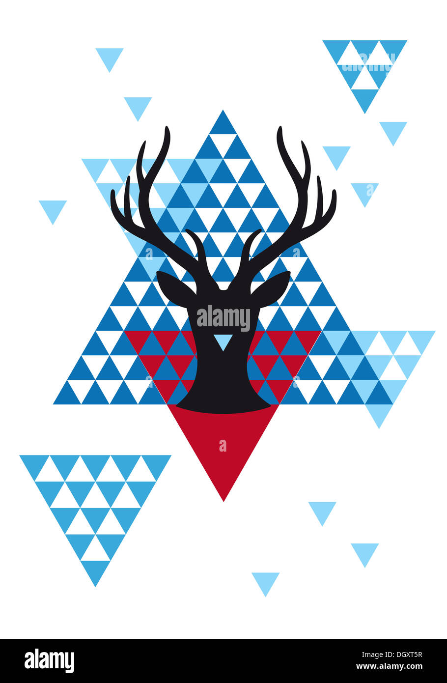 Christmas deer with abstract geometric pattern Stock Photo