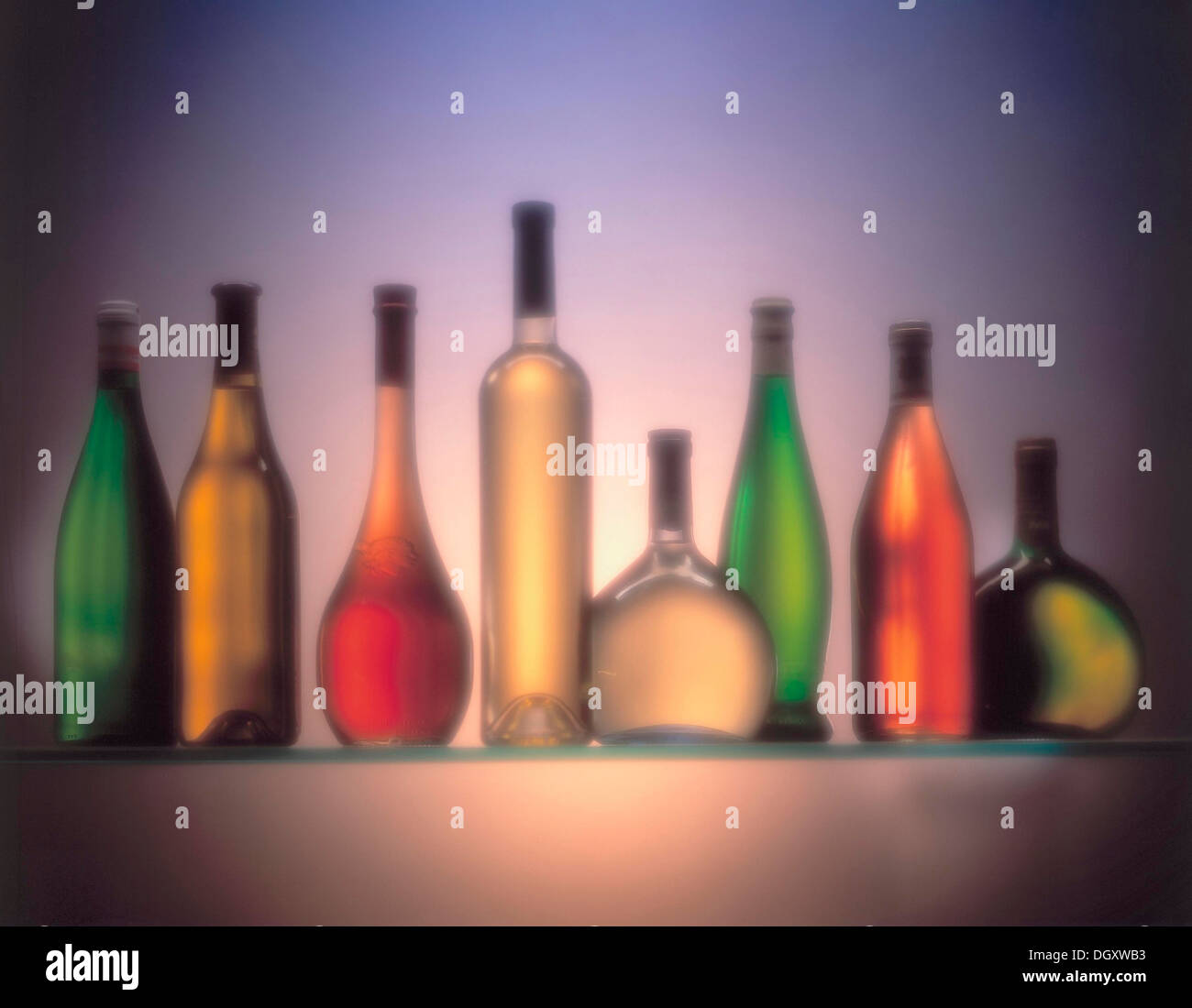 Various wine bottles next to each other Stock Photo