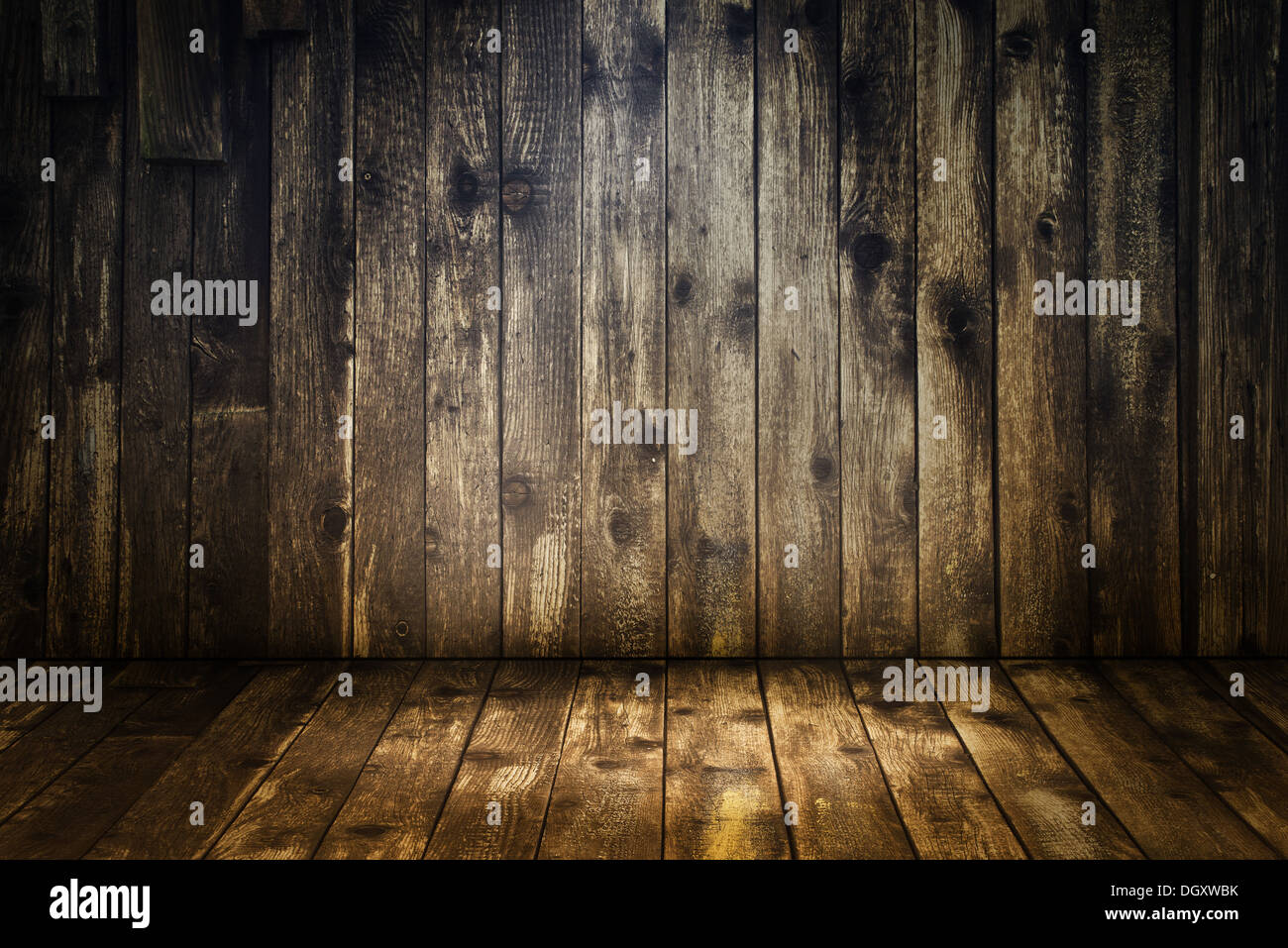 Vintage wooden room interior for product placement. Stock Photo