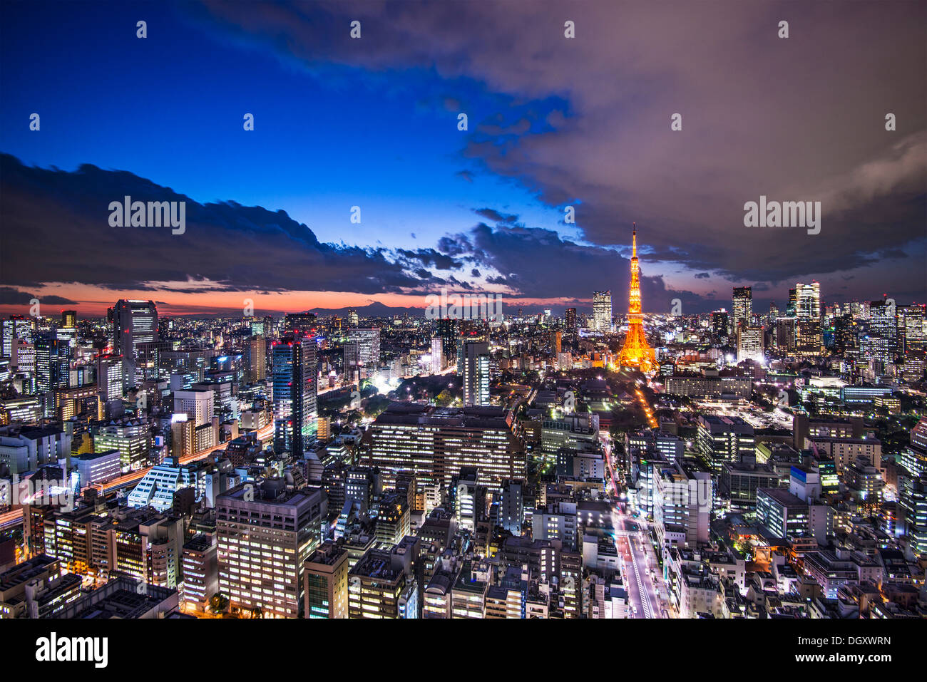 Tokyo Japan after sunset. Stock Photo