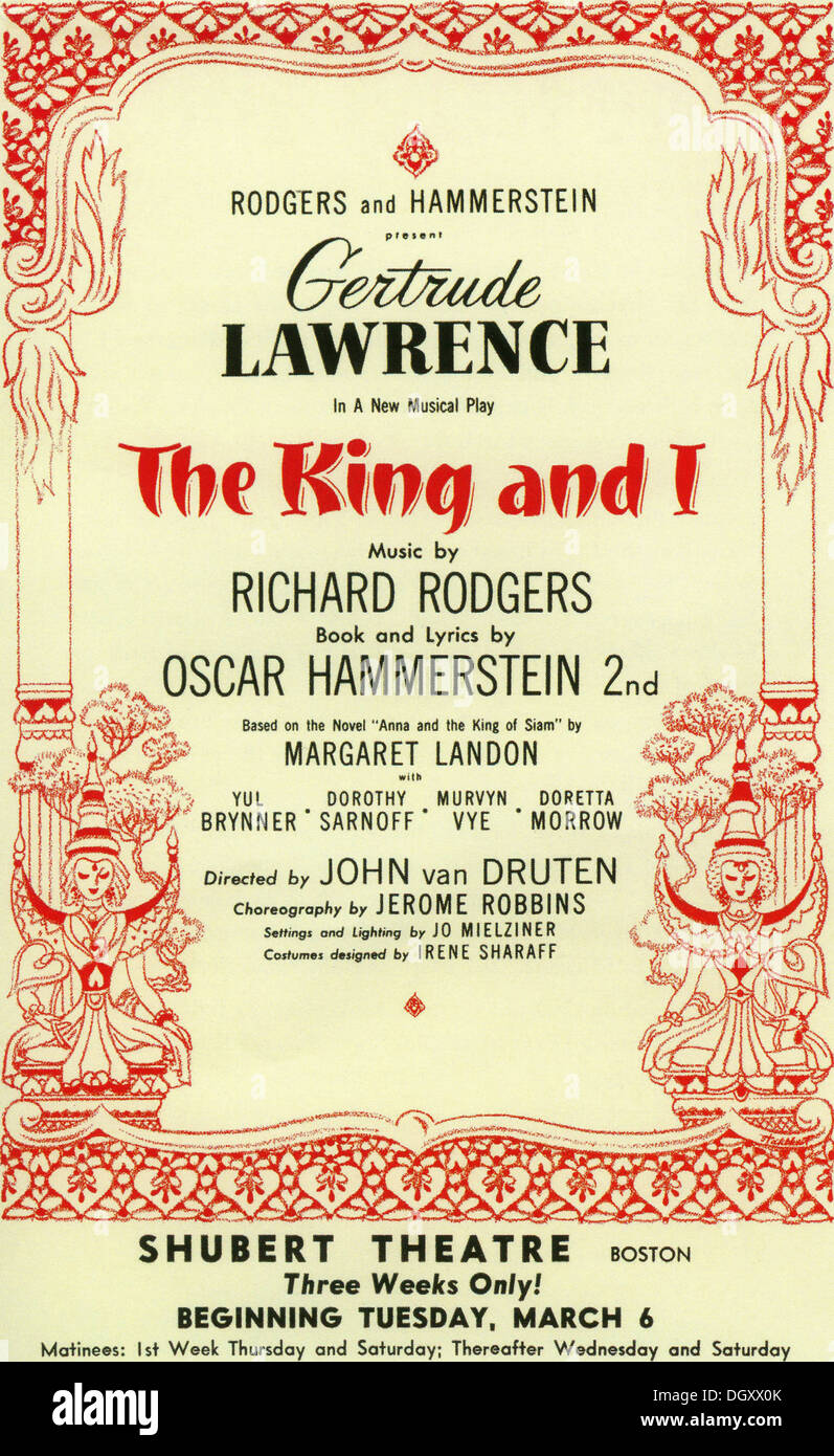 The King and I musical vintage poster, 1951 - Editorial use only. Stock Photo