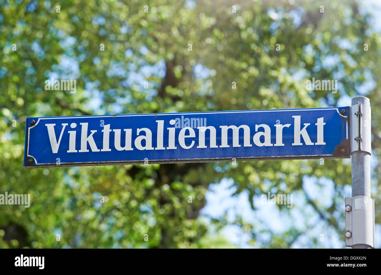 Old street sign 'Viktualienmarkt', city centre, Munich, Upper Bavaria, Bavaria, Germany Stock Photo