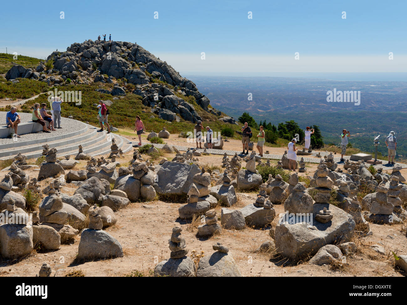 Portugal, the Algarve, piles of stones left by tourists at ...