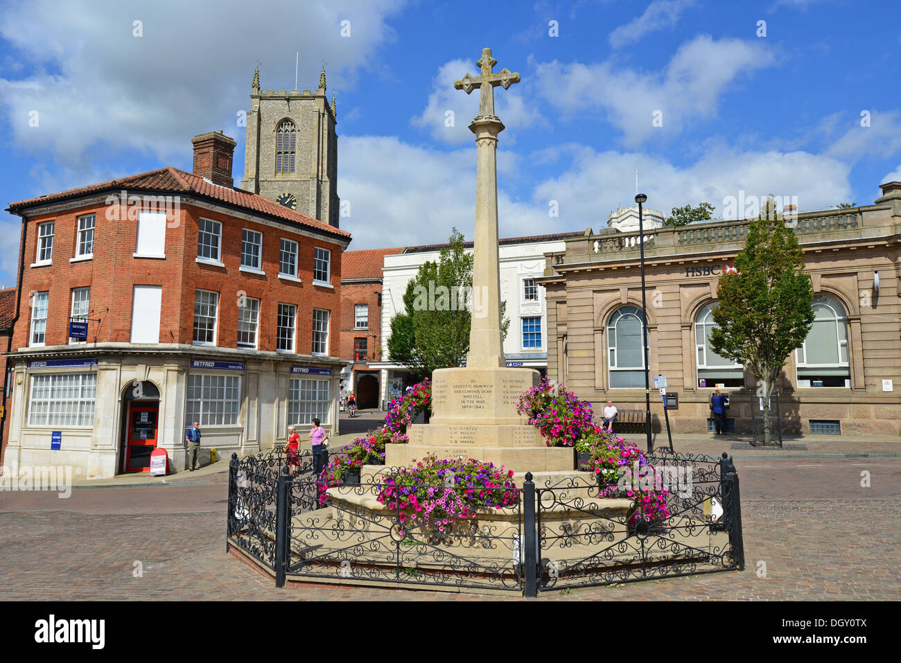 War memorial in Market Place, Fakenham, Norfolk, England, United