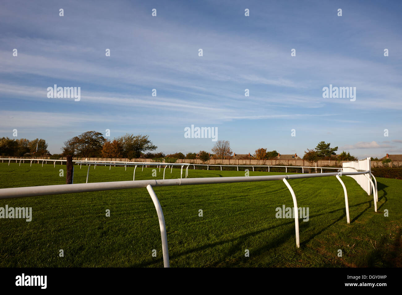 rails and barriers on aintree racecourse merseyside england Stock Photo