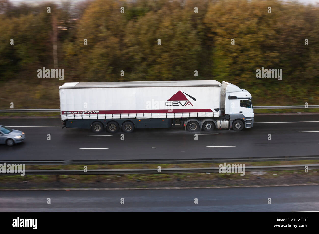 truck at speed on motorway Stock Photo