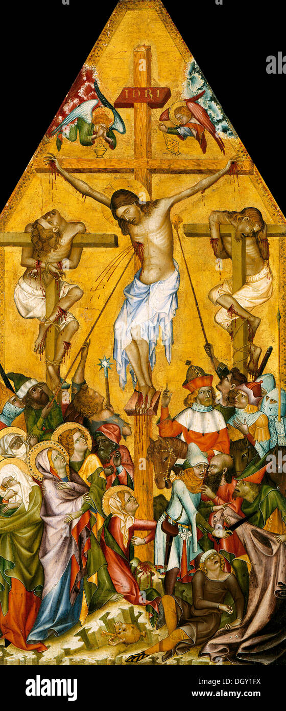 Bohemian - The Crucifixion of Christ (Kaufmann Crucifixion). Circa 1340. Oil on canvas. Gemaldegalerie, Berlin. Stock Photo