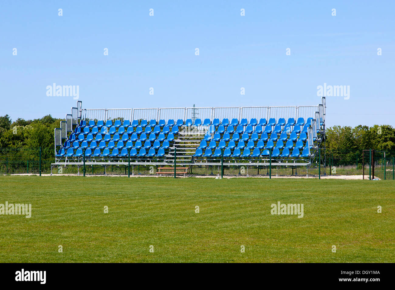 Bleachers at a football field in Svetvincenat, Sanvincenti, Istria, Croatia, Europe, Svetvincenat, Croatia Stock Photo