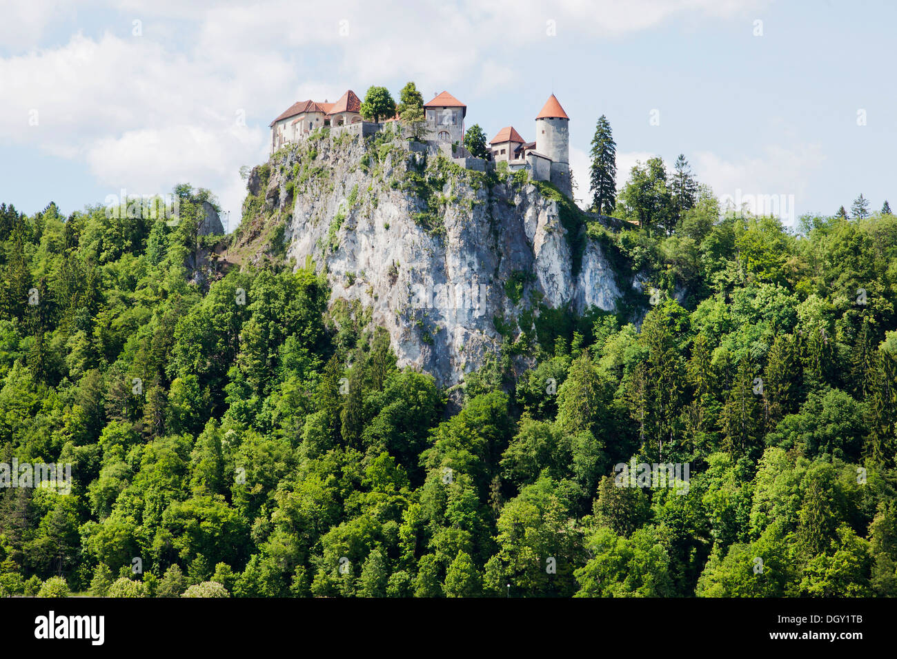 Castle above Lake Bled in Bled, Slovenia, Europe, Bled, Upper Carniola, Slovenia Stock Photo