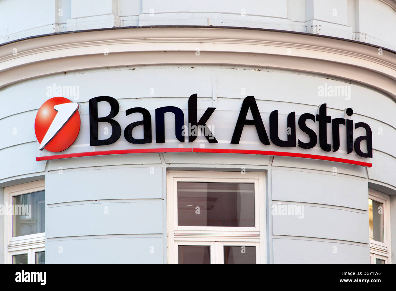 Bank Austria logo, signage on a branch of Bank Austria, part of the UniCredit Group, in Villach, Carinthia, Austria, Europe Stock Photo