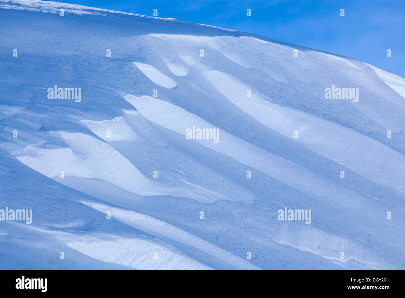 Snow surface, snow cornice, winter landscape, Alpen, bei Riezlern, Kleinwalsertal, Vorarlberg, Austria Stock Photo
