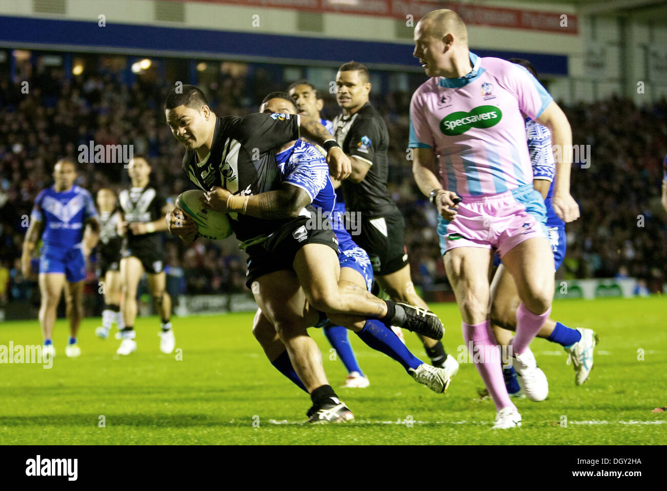 Warrington, UK. 27th Oct, 2013. Isaac Luke (New Zealand &amp; South Sydney Rabbitohs) during the Rugby League World Cup Group B game between New Zealand and Samoa from the Halliwell Jones Stadium. Credit:  Action Plus Sports/Alamy Live News Stock Photo