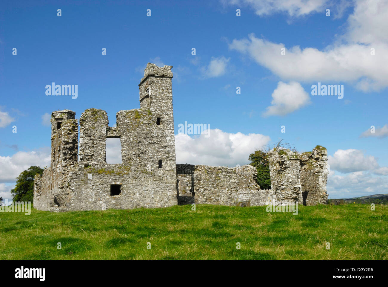 General view of the abbey ruins on the Hill of Slane, County Meath, Ireland, Europe Stock Photo