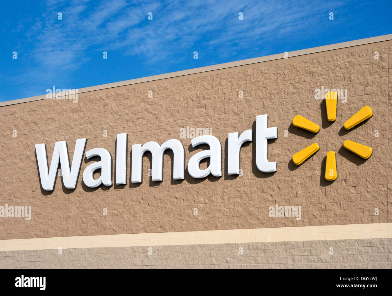 Walmart logo on the outside of a supercenter in Haines City, Central Florida, USA Stock Photo