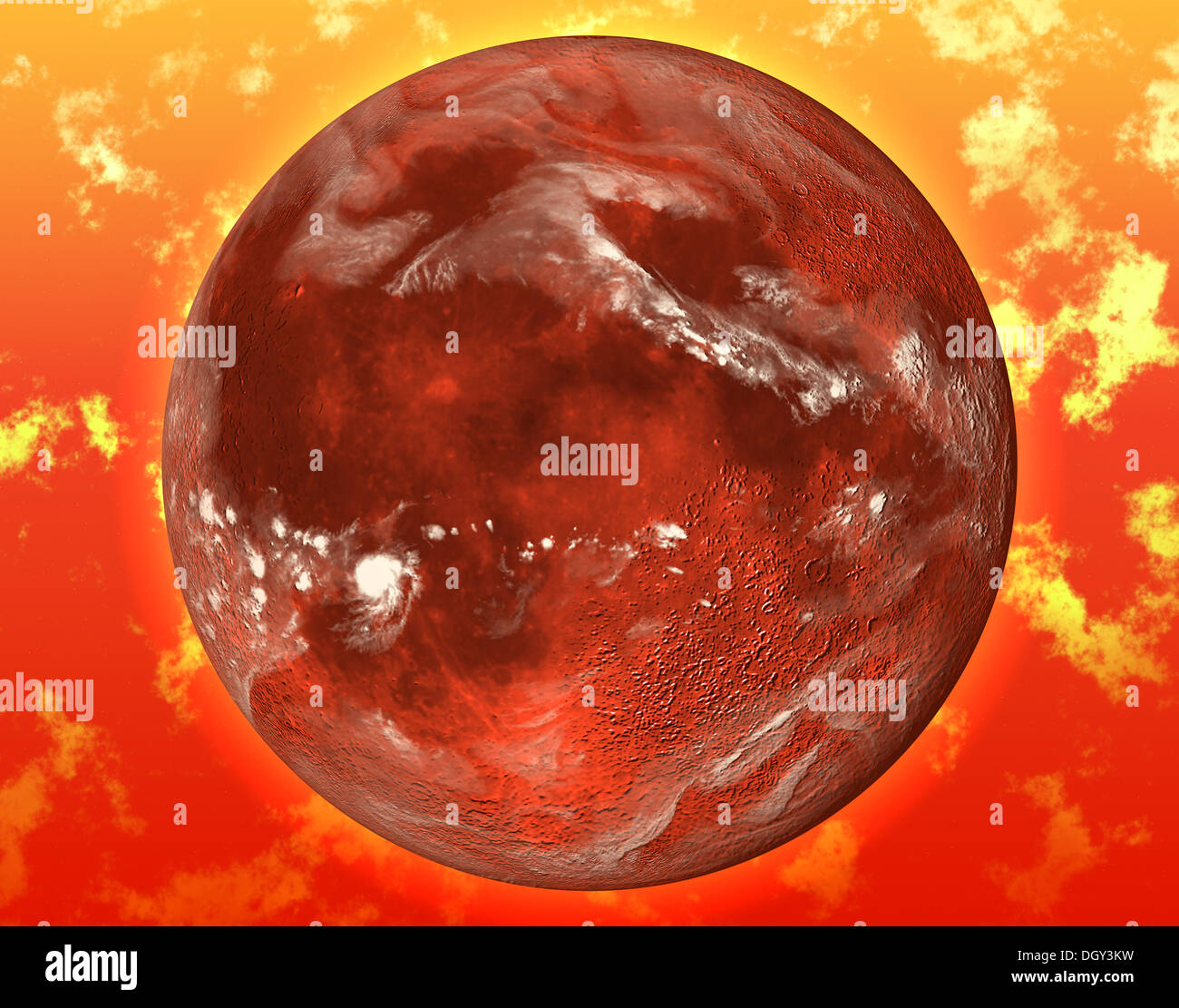 digitally created red planet Stock Photo