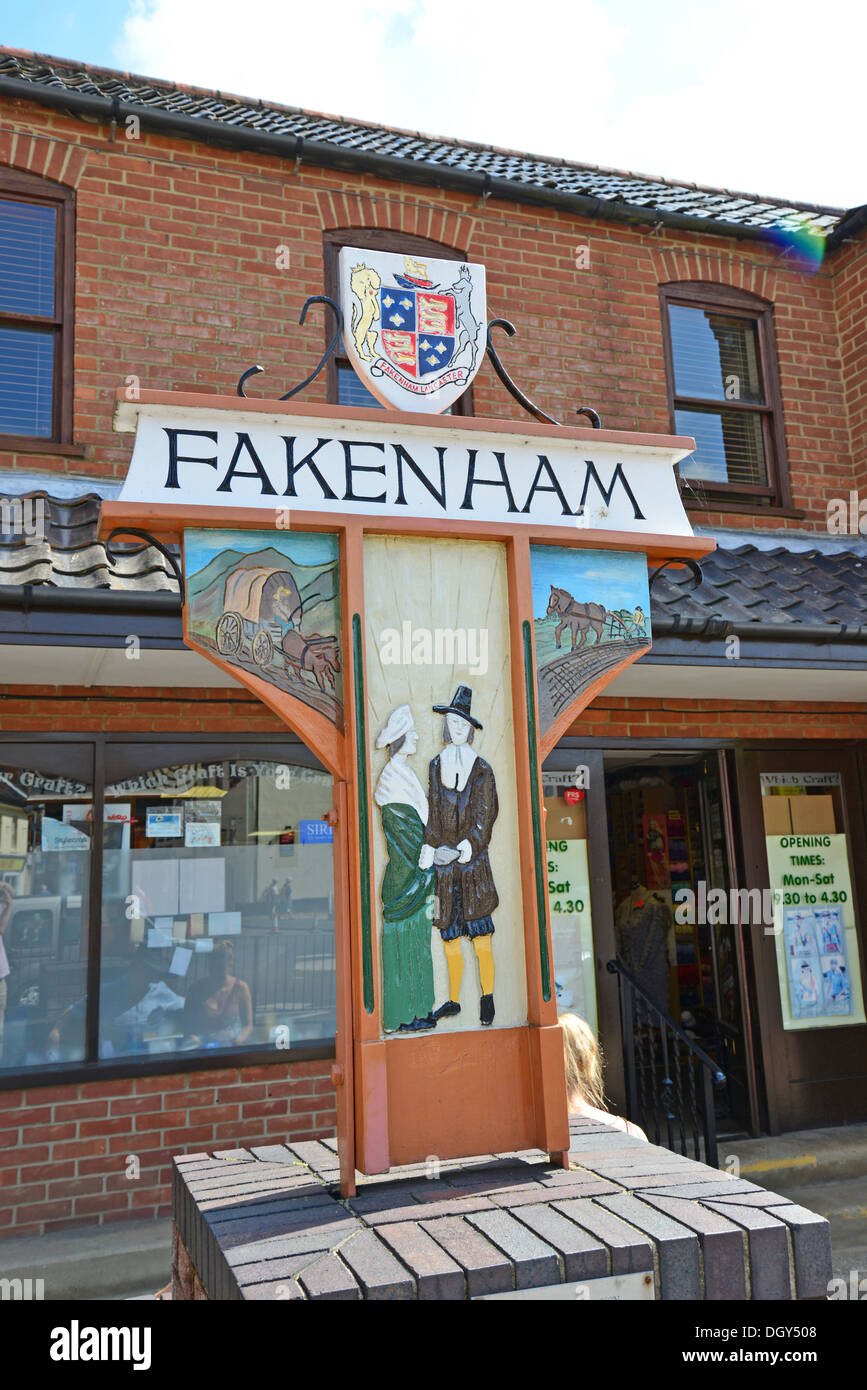 Town sign, Fakenham, Norfolk, England, United Kingdom Stock Photo