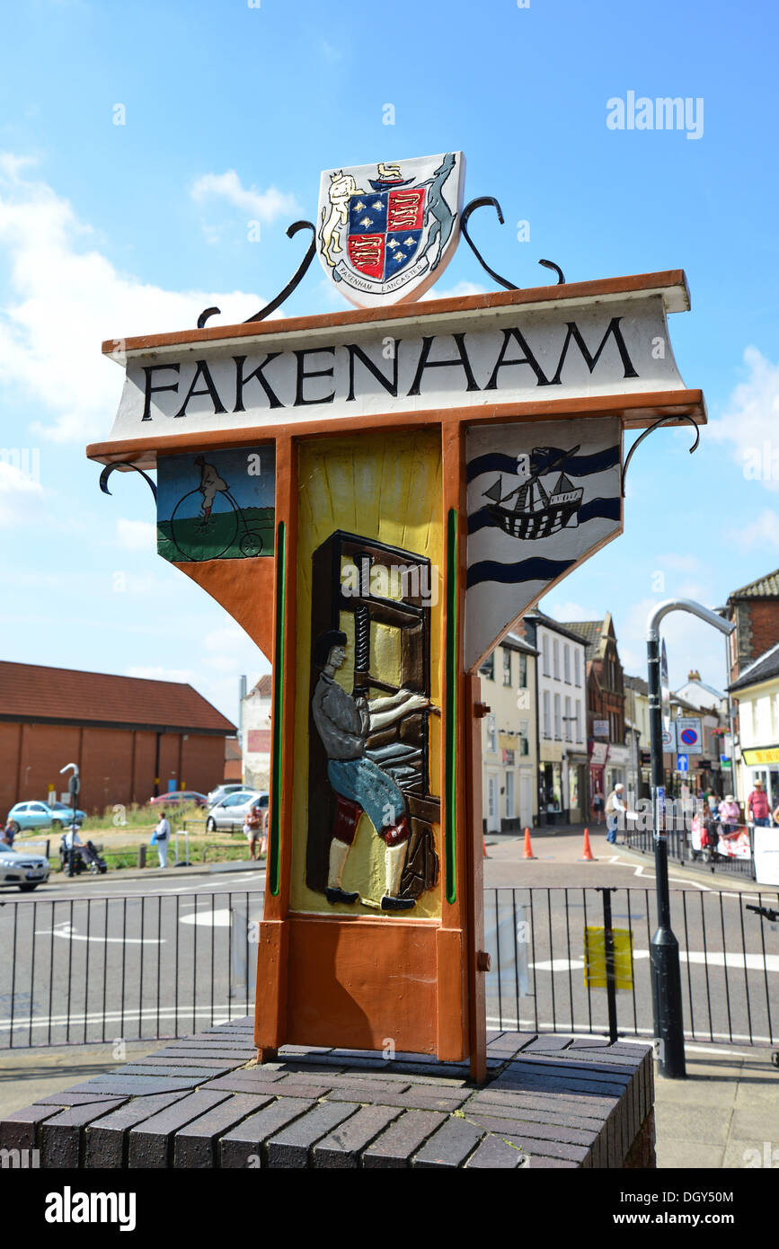 Town sign fakenham norfolk england united kingdom stock photo alamy