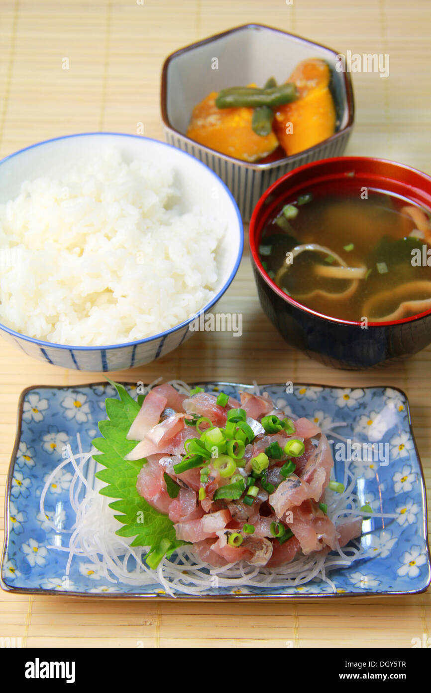 Finely Chopped Horse Mackerel Set Stock Photo