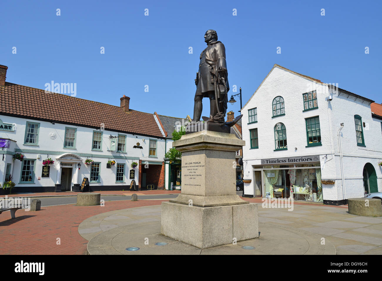 Sir John Franklin statue, Cornhill, Spilsby, Lincolnshire, England, United Kingdom Stock Photo