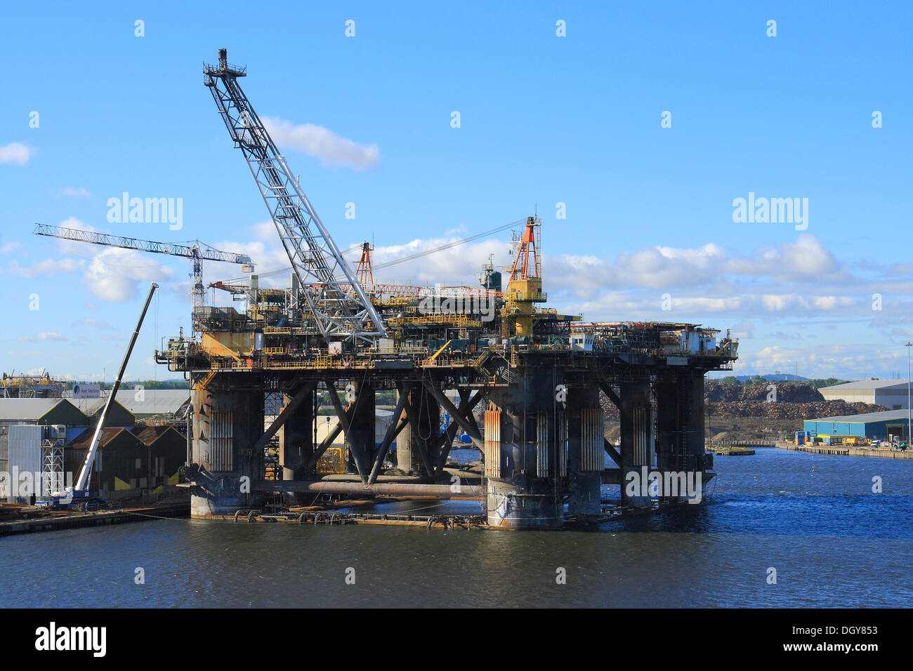 Oil rig in the port, drilling platform, Newcastle, Scotland, United Kingdom, Europe Stock Photo