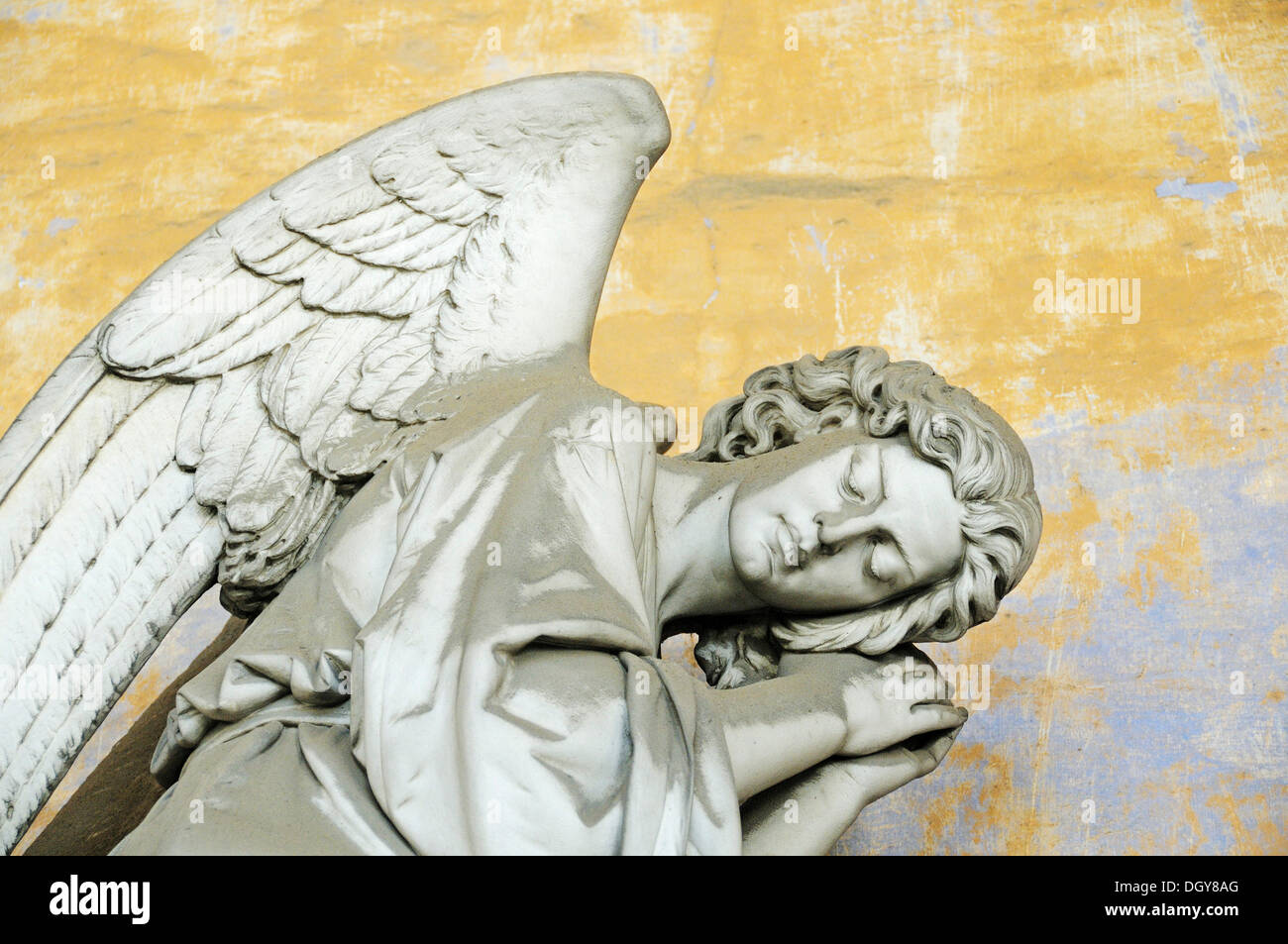 Sleeping angel, statue on a grave, historic Staglieno cemetery, Genoa