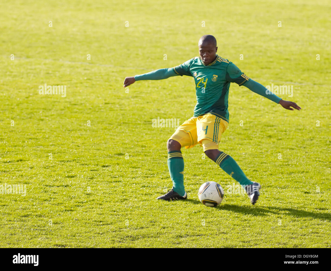 South African footballer, at a test match before the World Cup 2010 Stock Photo