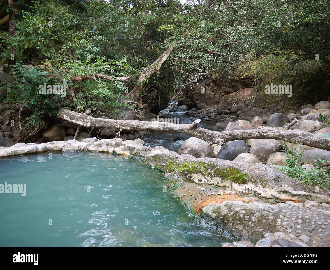 Outdoor pool with hot thermal water, Las Pailas, Ricòn de la Vieja National Park, Guanacaste province, Costa Rica Stock Photo