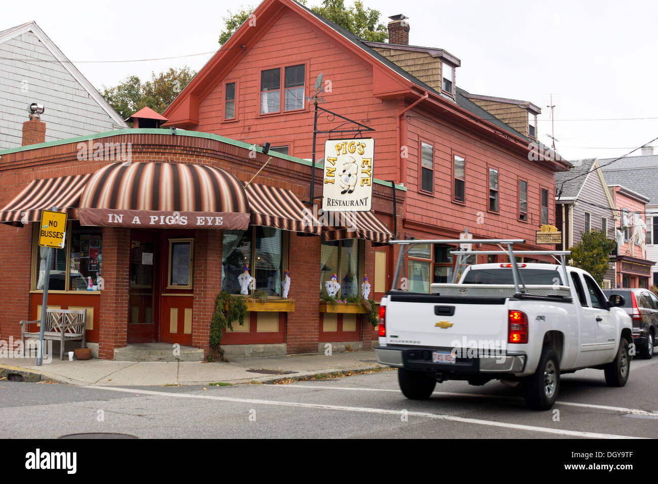 Restaurant on a corner of Derby Street, in Salem, Massachusetts, USA