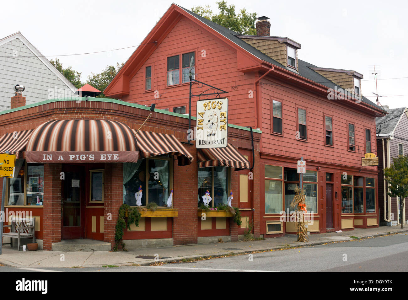 Restaurant on a corner of Derby Street, in Salem, Massachusetts, USA