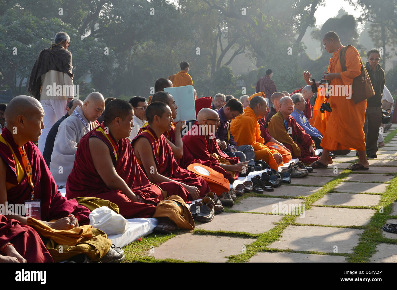 Monks from all Buddhist traditions meeting for a communal prayer with
