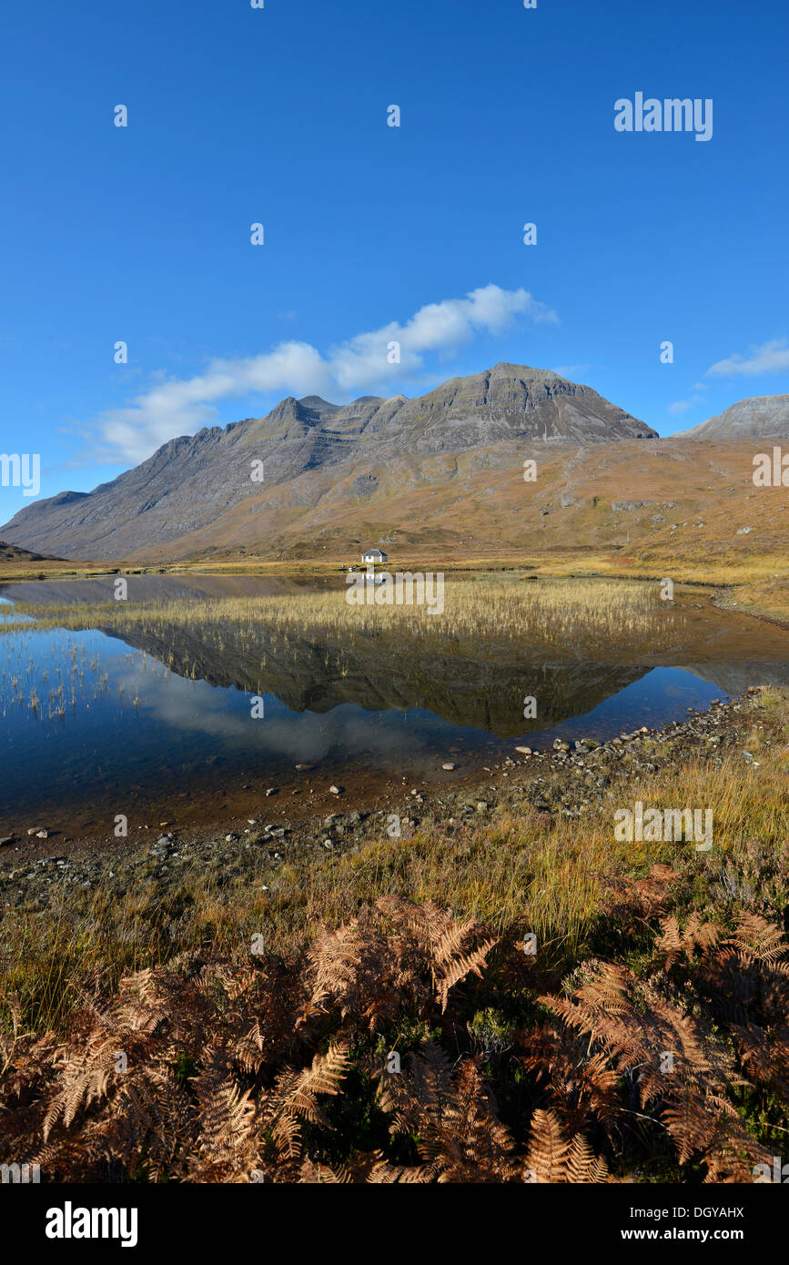 Reflections in the lake in front of Mt Liathach, Glen Torridon, Beinn Eighe National Nature Reserve, SNH, Kinlochewe Stock Photo