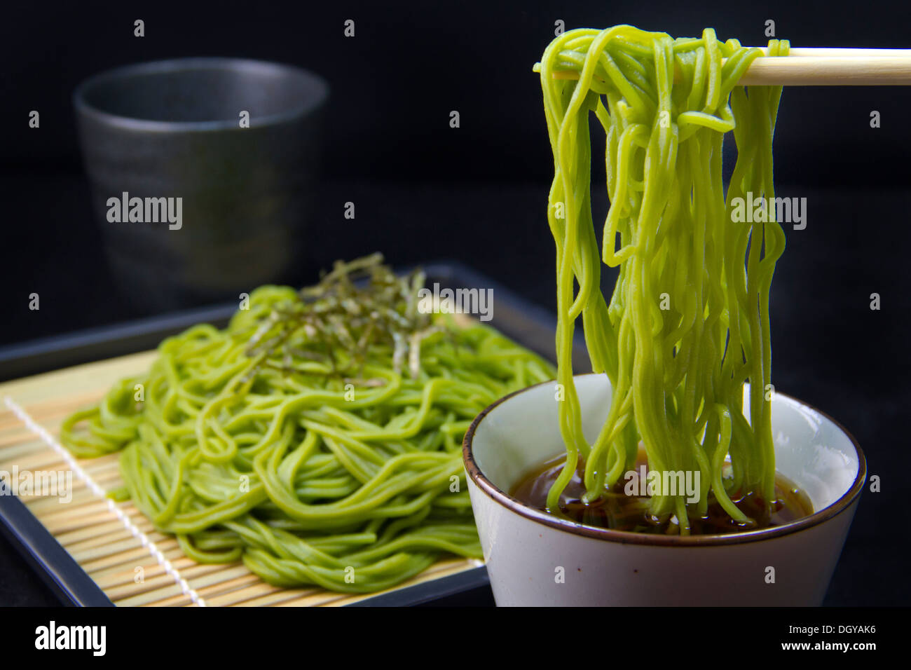 Green tea soba Stock Photo Alamy