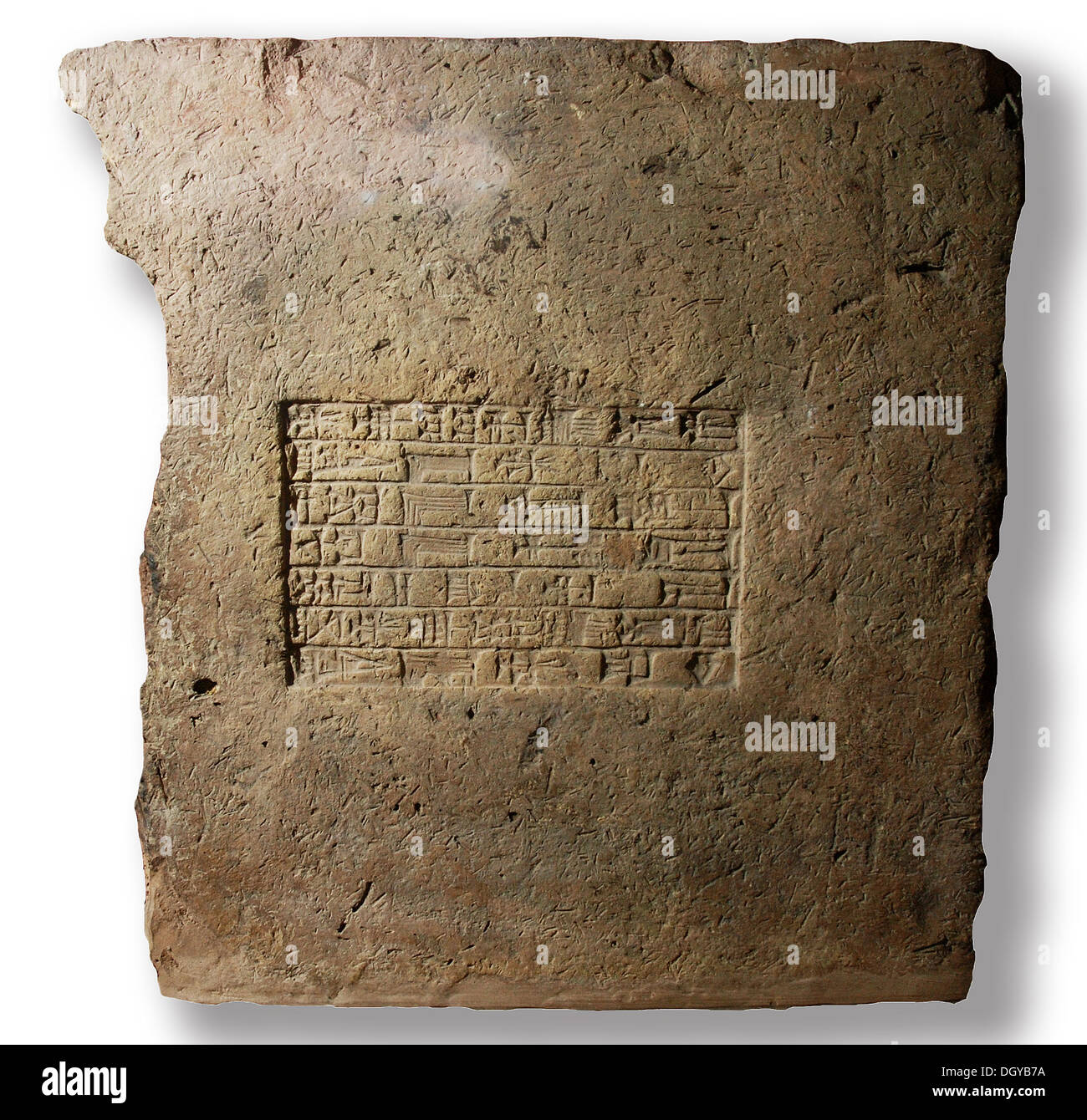 5592. Clay brick inscribed with the name of king Nebuchadnezzar II, King of Babylon dating c. 604-561 BC Stock Photo