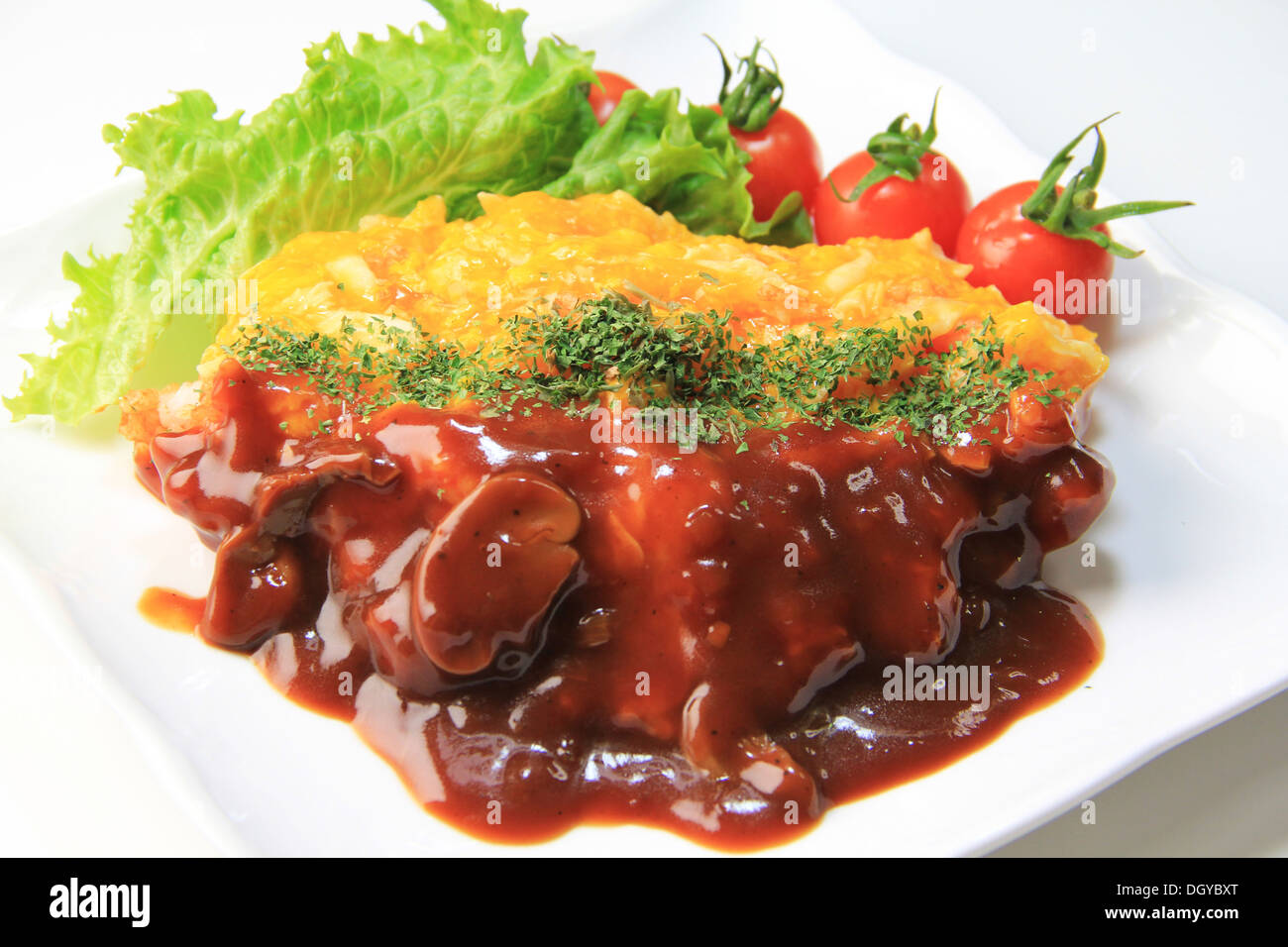 Omelette with rice Stock Photo