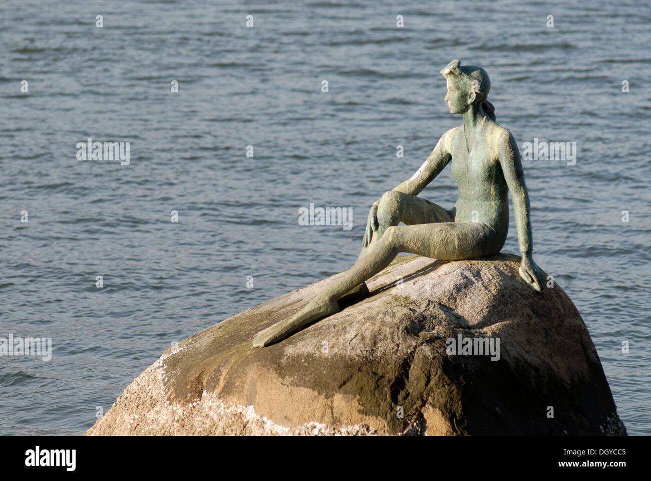 Girl In Wet Suit, a modern mermaid statue, Stanley Park, Vancouver, British Columbia, Canada, North America Stock Photo