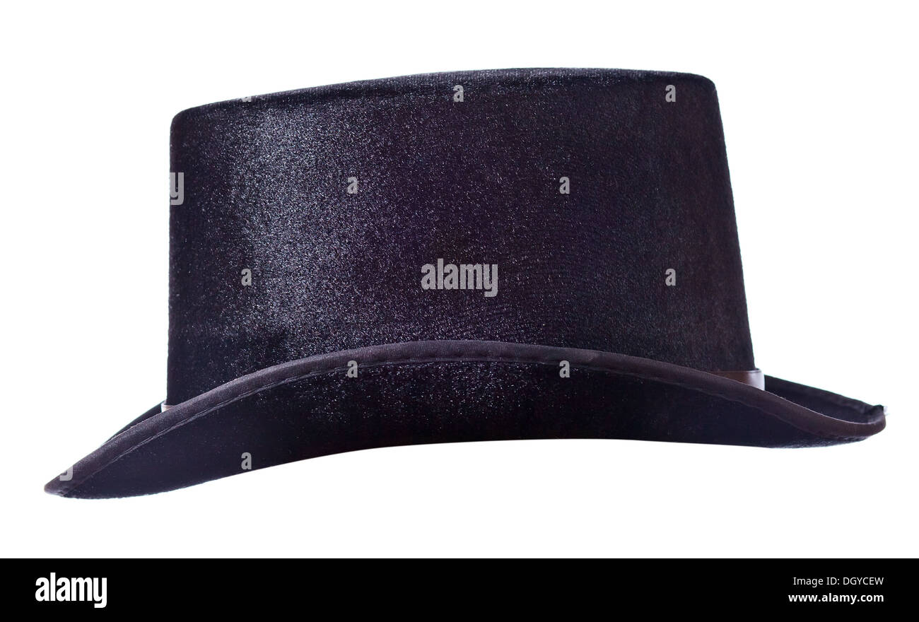 Black top hat isolated on white background Stock Photo - Alamy