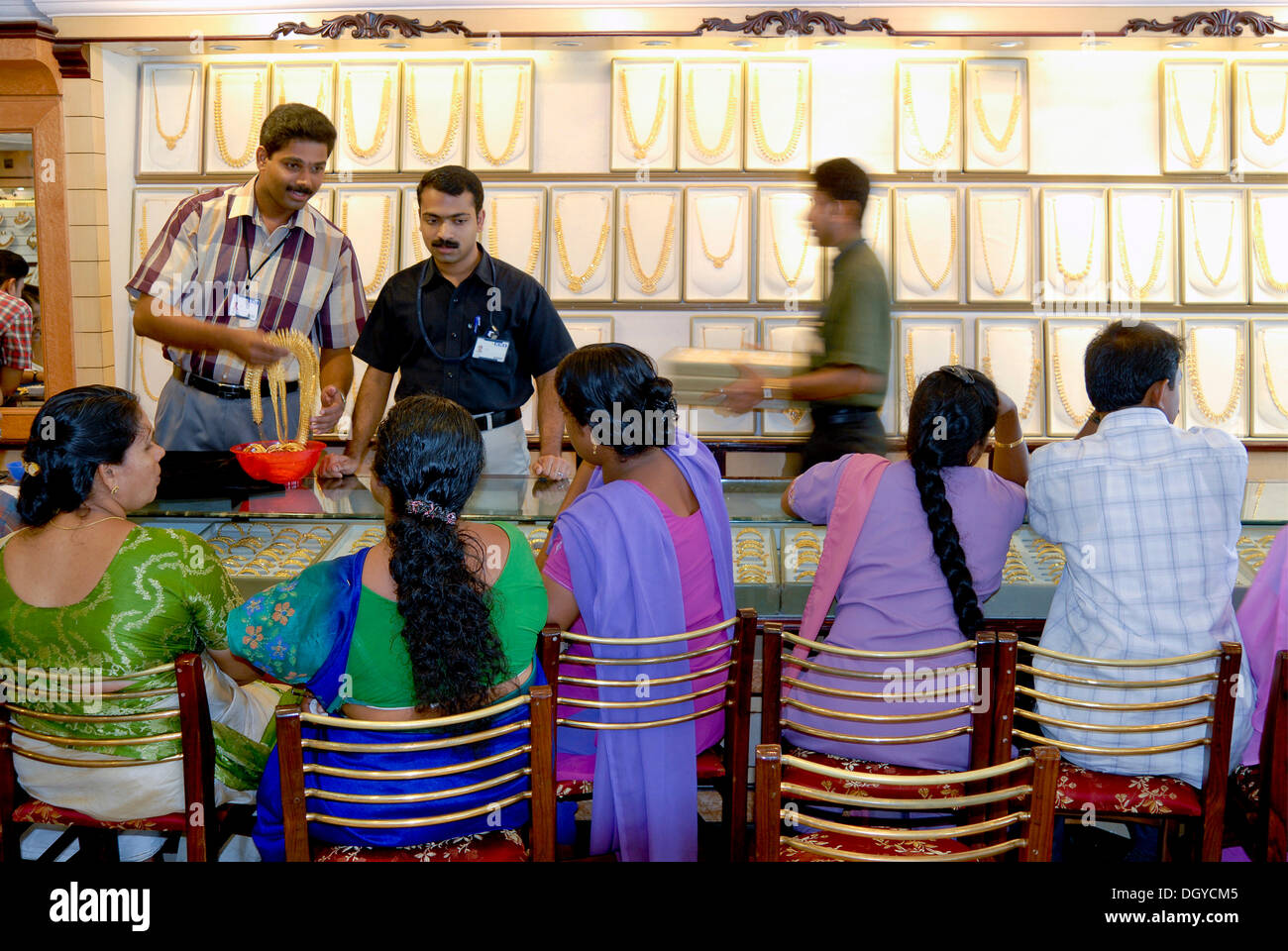 Vendors and customers in a jewellery store, Kottayam, Kerala, South India,  India, Asia Stock Photo - Alamy