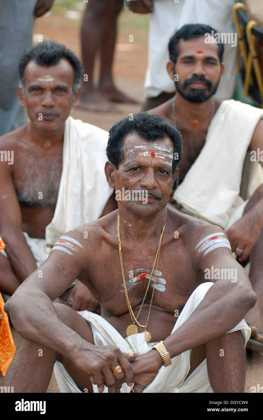 Musicians, Hindu Pooram festival, Thrissur, Kerala, southern India, Asia Stock Photo