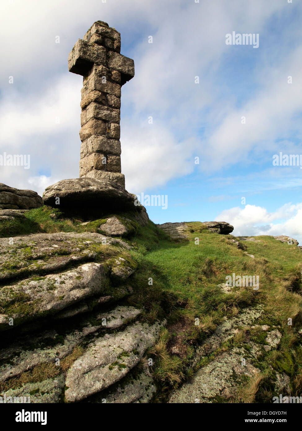 Widgery Cross (sometimes called Jubilee Cross) on Brat Tor, Dartmoor near the village of Lydford, Devon. Stock Photo
