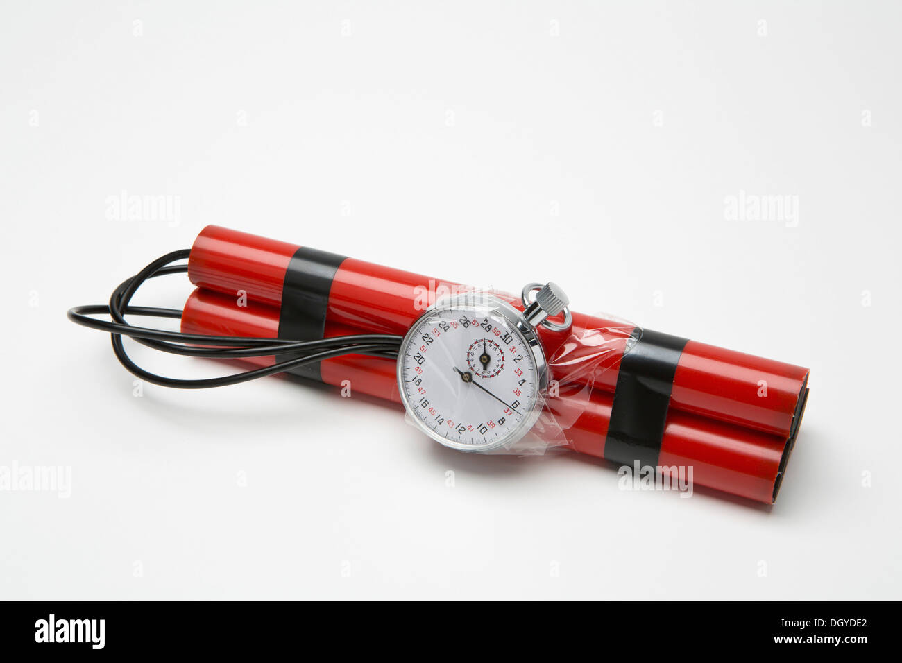 A time bomb made with dynamite and a stopwatch Stock Photo