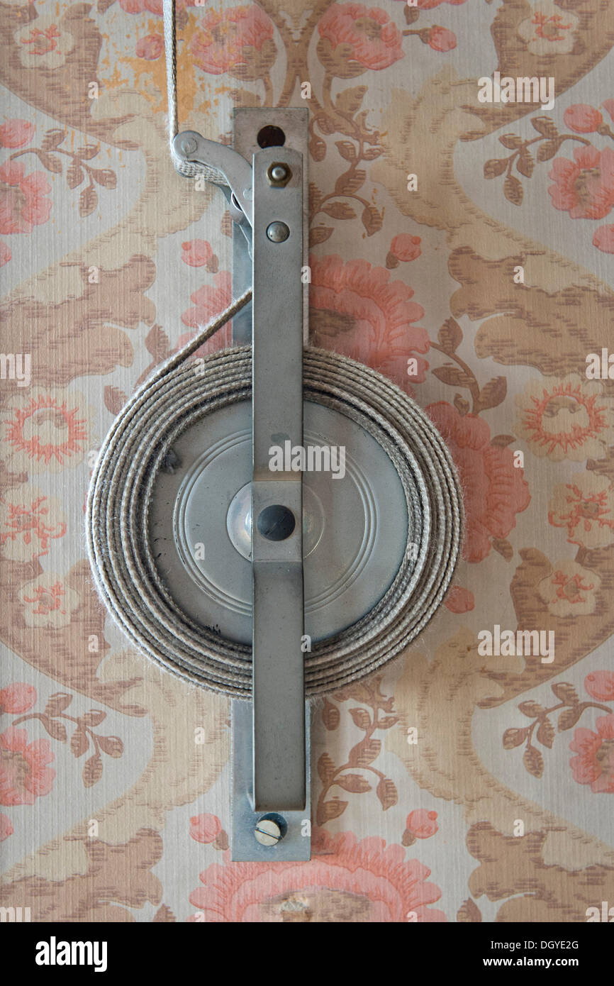 Old reel of a rolling shutter, old wallpaper from the sixties, Stuttgart, Baden-Wuerttemberg Stock Photo