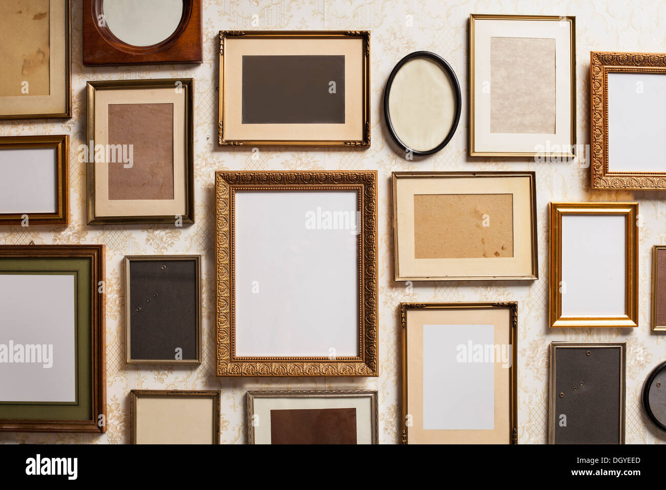 Various empty picture frames, close-up Stock Photo